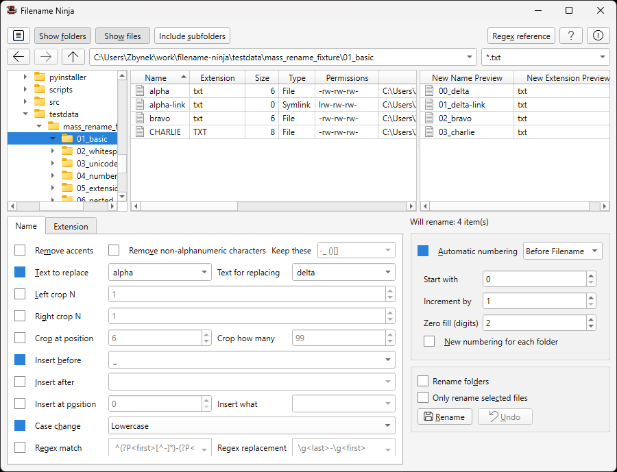 Main window with quick-start workflow