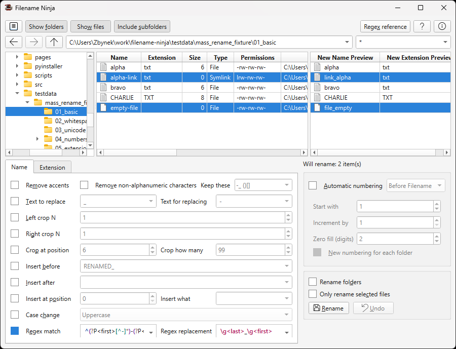 Regex match and replacement with live preview